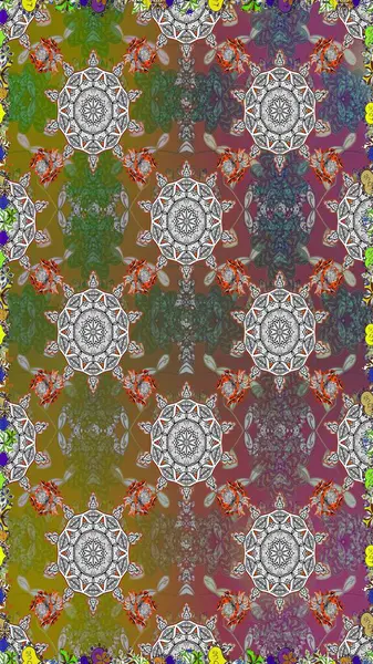 Nazikçe, güzel çiçek arkaplanı. Çiçekli karalama şeklinde Raster çiçek deseni. Kahverengi ve gri renkte çiçekler.