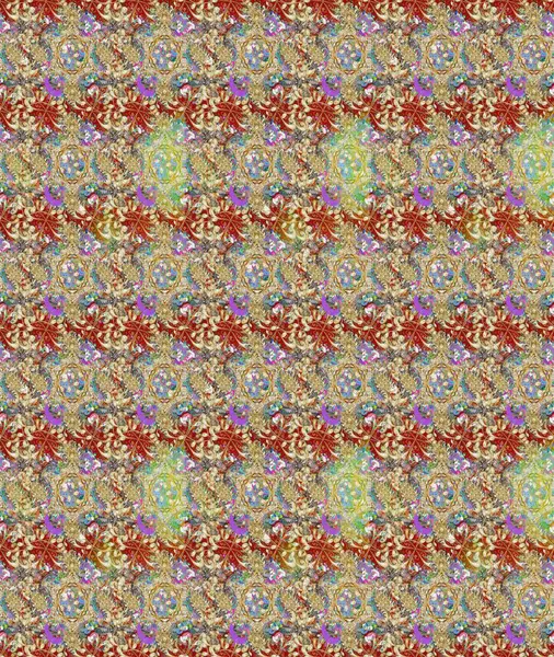 Bej renkli etnik çiçekli zarif eskiz deseni. Asya Tekstil 'inde Raster Çiçek İllüstrasyonu.