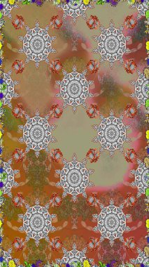 Düz Çiçek Elementleri Tasarımı. Renkli Bahar Temalı Kusursuz Arkaplan. Çiçek deseni. Raster pürüzsüz Güzel kumaş deseni.