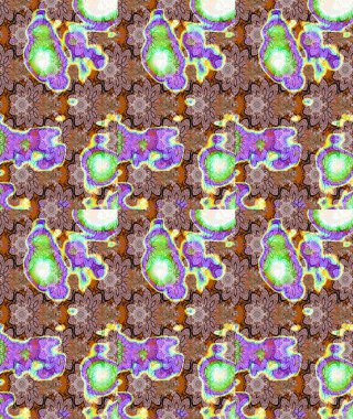 Şirin çiçekli eskiz deseni ve nötr renklerde yapraklar, suluboya çiçek deseni, duvar kağıdı, kart veya kumaş için fayanslı. Raster illüstrasyonu.