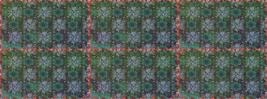 Çiçekli, suluboya desenli kusursuz çiçek deseni. Yeşil ve gri renkte çiçekler. Renkli Bahar Temalı, dikdörtgen desenli arka plan. Düz Çiçek Elementleri Tasarım Raster illüstrasyonu.