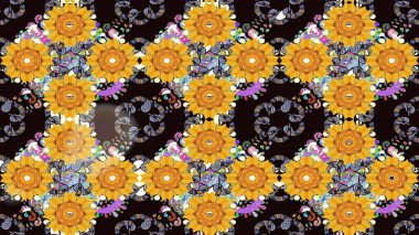 Nazikçe, sarı renkte bahar çiçekleri. Çiçekli yumuşak bir eskiz şekli. Raster illüstrasyonu. Raster çiçekleri klasik tarzda resmedilir..