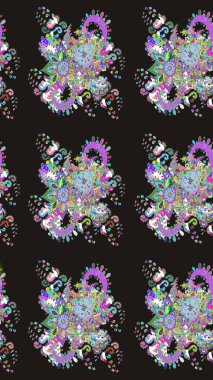 Bahar mevsimi. Tatil havası. Raster güzel bir çiçek deseni çizmiş. Gri renkli çiçekler. Nazik romantik baskı.