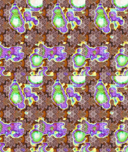 Şirin çiçekli eskiz deseni ve nötr renklerde yapraklar, suluboya çiçek deseni, duvar kağıdı, kart veya kumaş için fayanslı. Raster illüstrasyonu.