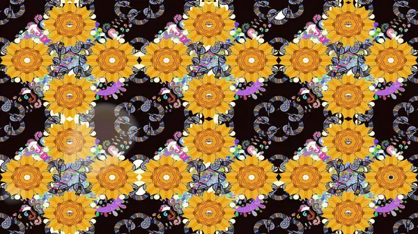 Nazikçe, sarı renkte bahar çiçekleri. Çiçekli yumuşak bir eskiz şekli. Raster illüstrasyonu. Raster çiçekleri klasik tarzda resmedilir..