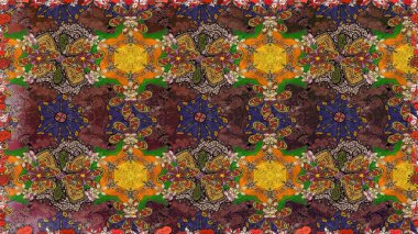 Küçük kahverengi çiçeklerdeki oldukça eski bir besin torbası deseni. Tekstil, kumaş, kapaklar, duvar kağıtları, baskı, paket, koleksiyon defteri, örgü, dekupaj için çiçek arkaplanı..