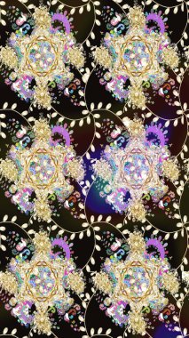 Düz Çiçek Elementleri Tasarımı. Renkli Bahar Teması eskiz kalıbı. Raster..