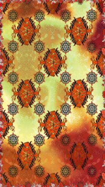 Floral print. Flowers on orange and brown colors in watercolor style. Watercolor seamless pattern.