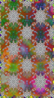 Küçük çiçekteki sevimli çiçek deseni. Soyut çiçek desensiz arkaplan. Raster deseni. Gri ve kahverengi renklerde. Raster illüstrasyonu.