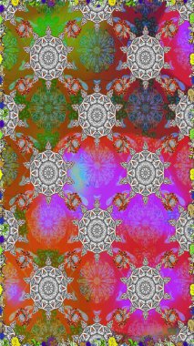 Güzel kumaş deseni. Raster suluboya deseni, narin çiçekler, gri ve kahverengi çiçekler, tebrik kartı şablonu..