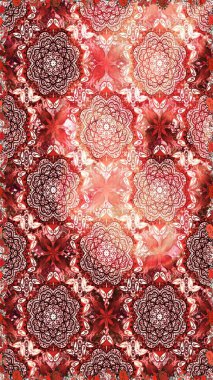 Çiçeksiz desenli arka plan. Gömlek baskısı için çiçek boyası. Pembe ve kırmızı renkte çiçekler.