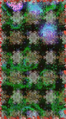 Raster illüstrasyonunda kusursuz çiçek deseni. Süslü kumaş deseni. Düz Çiçek Elementleri Tasarımı. Renkli Bahar Teması Kusursuz Arkaplan.