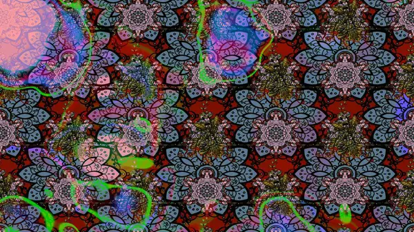 Çiçek deseni. Renkli Bahar Teması eskiz kalıbı. Düz Çiçek Elementleri Tasarımı. Raster illüstrasyonu. Chichi kumaş deseni çiz.