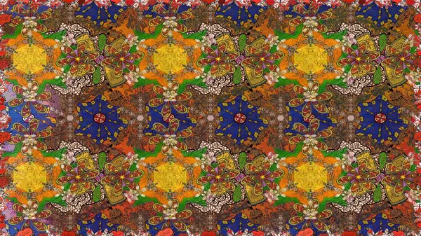 Raster illüstrasyonundaki çiçek desenli çizim. Kahverengi renklerde. Güzel kumaş deseni. Raster illüstrasyonu.