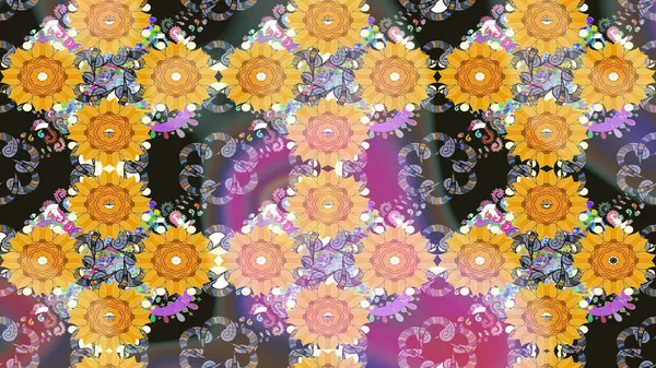 Küçük renkli çiçekler. Motley illüstrasyonu. Çiçekli bahar çiçekleri. Moda baskıları için zarif bir şablon. Robot resim. Küçük çiçekte şirin desenler.