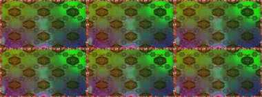 Raster illüstrasyonu. Çiçek deseni. Yeşil ve kahverengi renkli çiçekler. Yeşil ve kahverengi renklerde çiçeksiz. Şatafatlı bahar bahçesi dokusu.