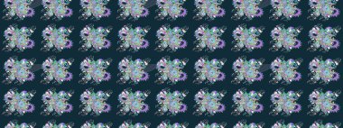Mavi renkli çiçekler. Raster illüstrasyonunda çiçek deseni çizimi.