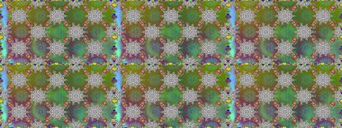 Çiçekli, pürüzsüz bir desen. Raster çiçekleri klasik tarzda çizilmiş. Raster illüstrasyonu. Yeşil ve gri renklerde bahar çiçekleri..