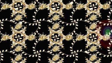 Elle çizilmiş çiçek desenli Raster çizimi. Siyah arka planda. Tekstil, kumaş, ambalaj, hatıra defteri için hoş bir çiçek arkaplanı. Çocuksu tasarım.