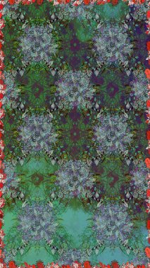 Eski usul. Kusursuz bir geçmişi var. Raster. Raster illüstrasyonu. Kumaş, tekstil, duvar kağıdı baskısı için. Tomurcukları çiçekli sevimli çiçek deseni..