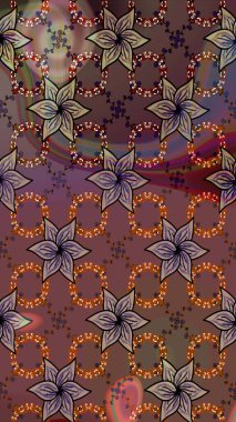 El çizimi. Çiçekli eskiz deseni. Suluboya çizimi. Kahverengi renkte çiçekler.