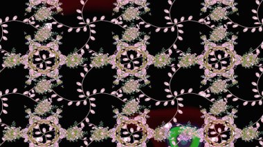 Çiçekli eskiz çizimi. Düz Çiçek Elementleri Tasarımı. Renkli Yaz Temalı eskiz kalıbı. Siyah renkte çiçekler.