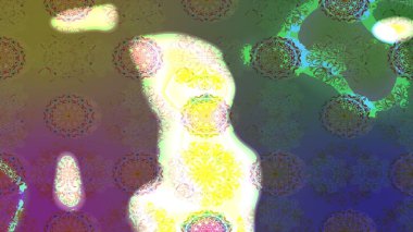 Arkaplan dokusu, duvar kağıdı, yeşil renkli çiçek teması. Kabile sanatı boho baskısı, klasik çiçek arkaplanı. Soyut etnik raster çizim kalıbı.