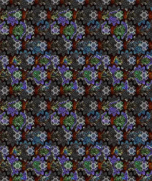 Renkli Bahar Teması eskiz kalıbı. Düz Çiçek Elementleri Tasarımı. Raster Modaya uygun kumaş deseni. Siyah renkli şirin çiçek deseni.