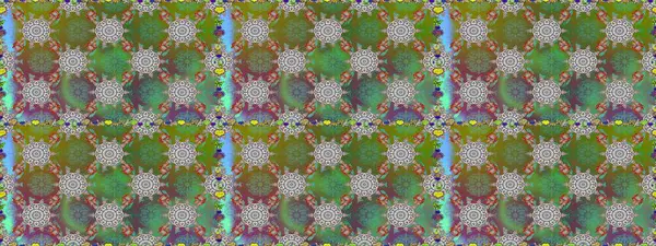 Çiçekli, pürüzsüz bir desen. Raster çiçekleri klasik tarzda çizilmiş. Raster illüstrasyonu. Yeşil ve gri renklerde bahar çiçekleri..