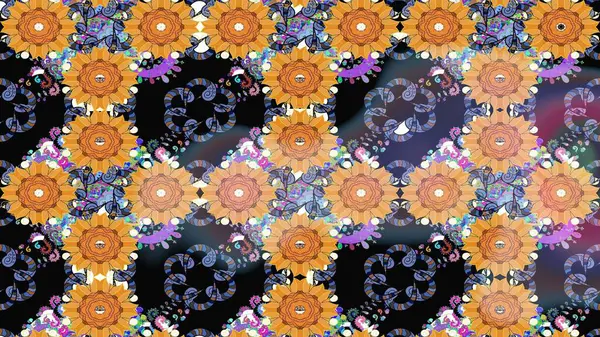 Varicoloblack Raster çizimi. Küçük çiçekteki sevimli çiçek deseni. Birçok siyah soyut çiçekli tropikal çizim deseni.