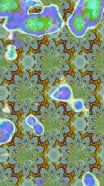 Raster illüstrasyonu. Çiçekli karalama şeklinde Raster çiçek deseni. Yumuşak, yaz çiçekleri yeşil renklerde.