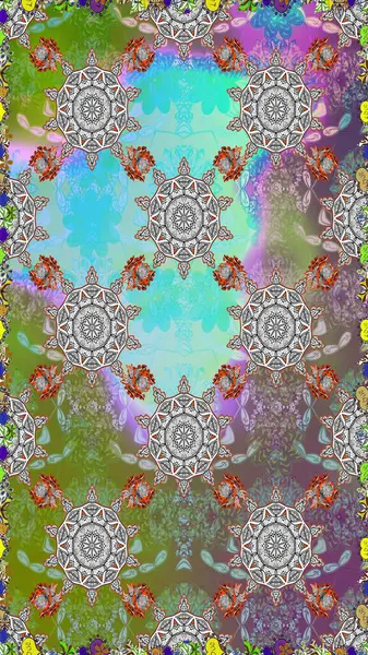 Düz Çiçek Elementleri Tasarımı. Renkli Yaz Temalı Kusursuz Arkaplan. Sevimli çiçek raster deseni. Modaya uygun kumaş deseni.