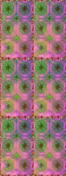 Çiçek yeşili ve pembe pürüzsüz desen. Klasik taslak çizimi. Raster çiçek izi..