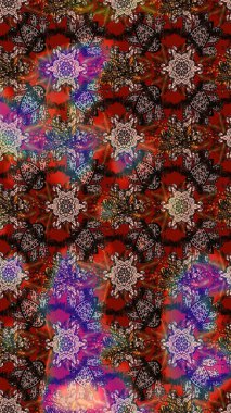 Raster illüstrasyonu. Chichi 'nin kumaş kalıbını çiz. Renkli Bahar Teması eskiz kalıbı. Düz Çiçek Elementleri Tasarımı. Çiçek deseni.