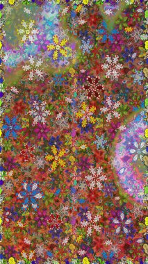 Şirin çiçekli, desenli, kahverengi ve yeşil renklerde renksiz desenler. Tekstil için dikişsiz suluboya desen. El çizimi çiçek pürüzsüz desen (taş)).