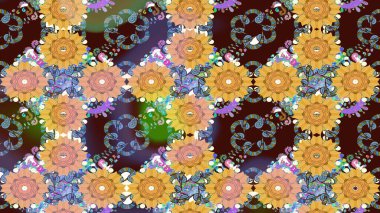 Raster deseni. Botanik çizim kalıbı. Organik elementler. Suluboya etkisi.