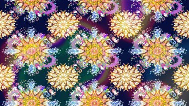 Nazikçe, güzel çiçek arkaplanı. Mavi ve nötr renklerde çiçekler. Raster çiçek desenli ve çiçekli..