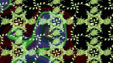 Çizgi çizimi kalıbı. Şirin çiçekler. Raster Moda kumaş deseni.