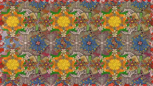 Gömlek baskısı için çiçek boyası. Çiçek desenli eskiz. Kahverengi renkte çiçekler.