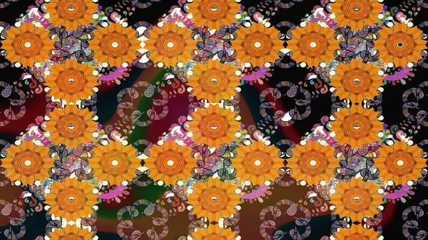 Çiçekli karalama şeklinde Raster çiçek deseni. Turuncu renkli çiçekler. Nazikçe, güzel çiçek arkaplanı..