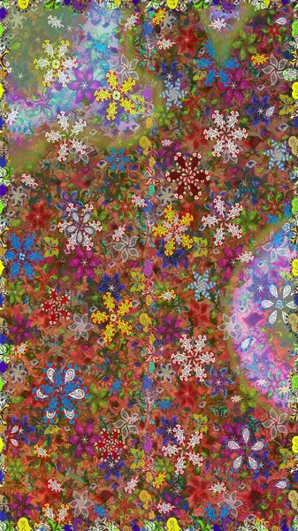 Şirin çiçekli, desenli, kahverengi ve yeşil renklerde renksiz desenler. Tekstil için dikişsiz suluboya desen. El çizimi çiçek pürüzsüz desen (taş)).