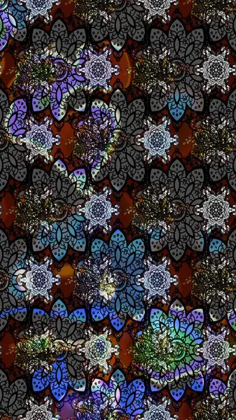 Raster illüstrasyonundaki çiçek desenli çizim. Güzel kumaş deseni. Düz Çiçek Elementleri Tasarımı. Renkli Bahar Teması çizim şablonu.