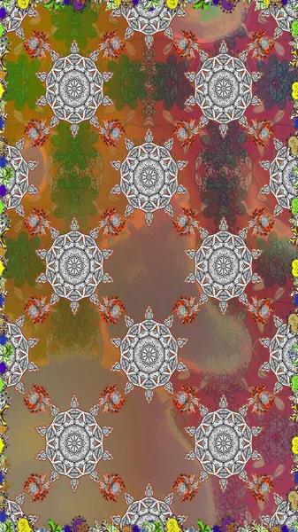 Kahverengi renkli çiçekler. Raster düz çiçekleri pürüzsüz desen. Tasarım hediye paketi, tebrik kartları, posterler ve afiş tasarımı.