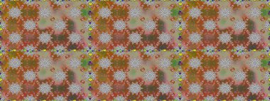 Çiçekli zambaklar kusursuz bir arka plan. Parlak çiçekli kolaj çiçekleri kahverengi ve gri. Çiçek tasarımı için inanılmaz kolaj cennet tarzı..