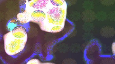 Raster illüstrasyonundaki çiçek desenli çizim. Kahverengi renkte çiçekler.