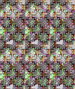 Düz Çiçek Elementleri Tasarımı. Renkli Bahar Teması eskiz kalıbı. Çiçekli çizim şekli. Gri renkli çiçekler.