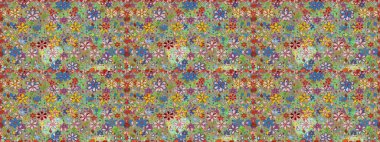 Varicoloneutral ve yeşil raster pürüzsüz illüstrasyon. Bir sürü nötr ve yeşil soyut çiçekli tropik, pürüzsüz desen. Küçük çiçekte sevimli çiçek deseni var..