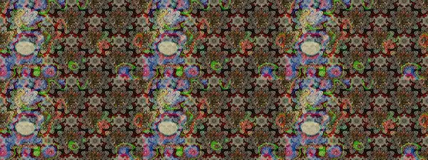 Üzerinde gelincikler ve vadi zambakları olan renkli çiçek desenli nakış deseni. Tekstil tasarımı için gri renkli geleneksel halk çiçekleri buketi.