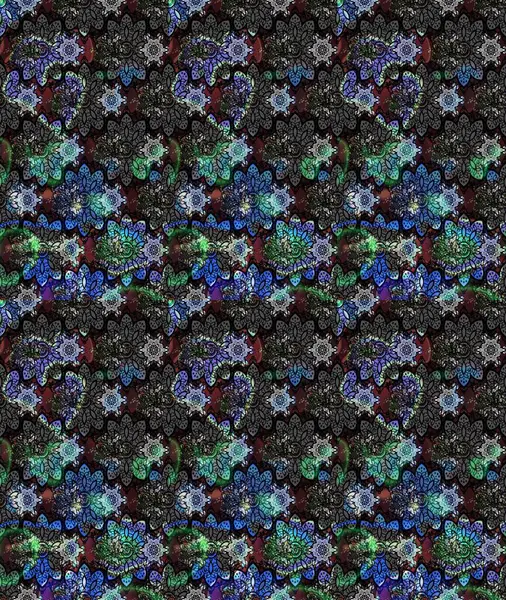 Süslü kumaş deseni. Raster illüstrasyonundaki çiçek desenli çizim. Düz Çiçek Elementleri Tasarımı. Renkli Bahar Teması çizim şablonu.