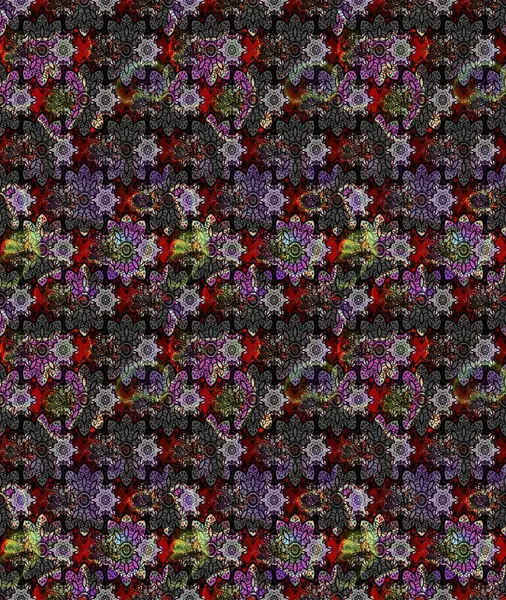 Moda arka planında parlak buketler. Kumaş, duvar kağıdı ve kağıt üzerine baskı yapmak için gelişen arka plan. Raster illüstrasyonu. Eski usul küçük çiçekli şirin bir eskiz deseni..